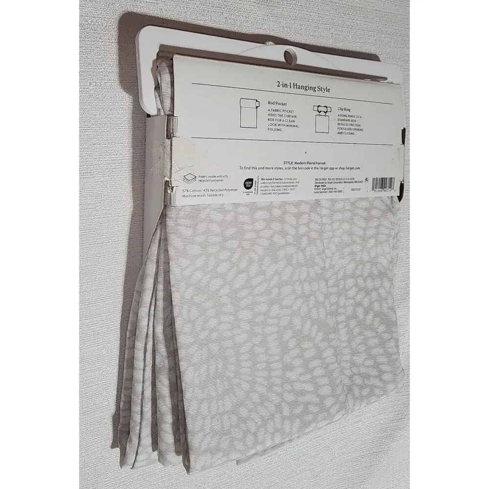 Threshold light filtering curtain W54'' x L 84'' Modern floral Farrah